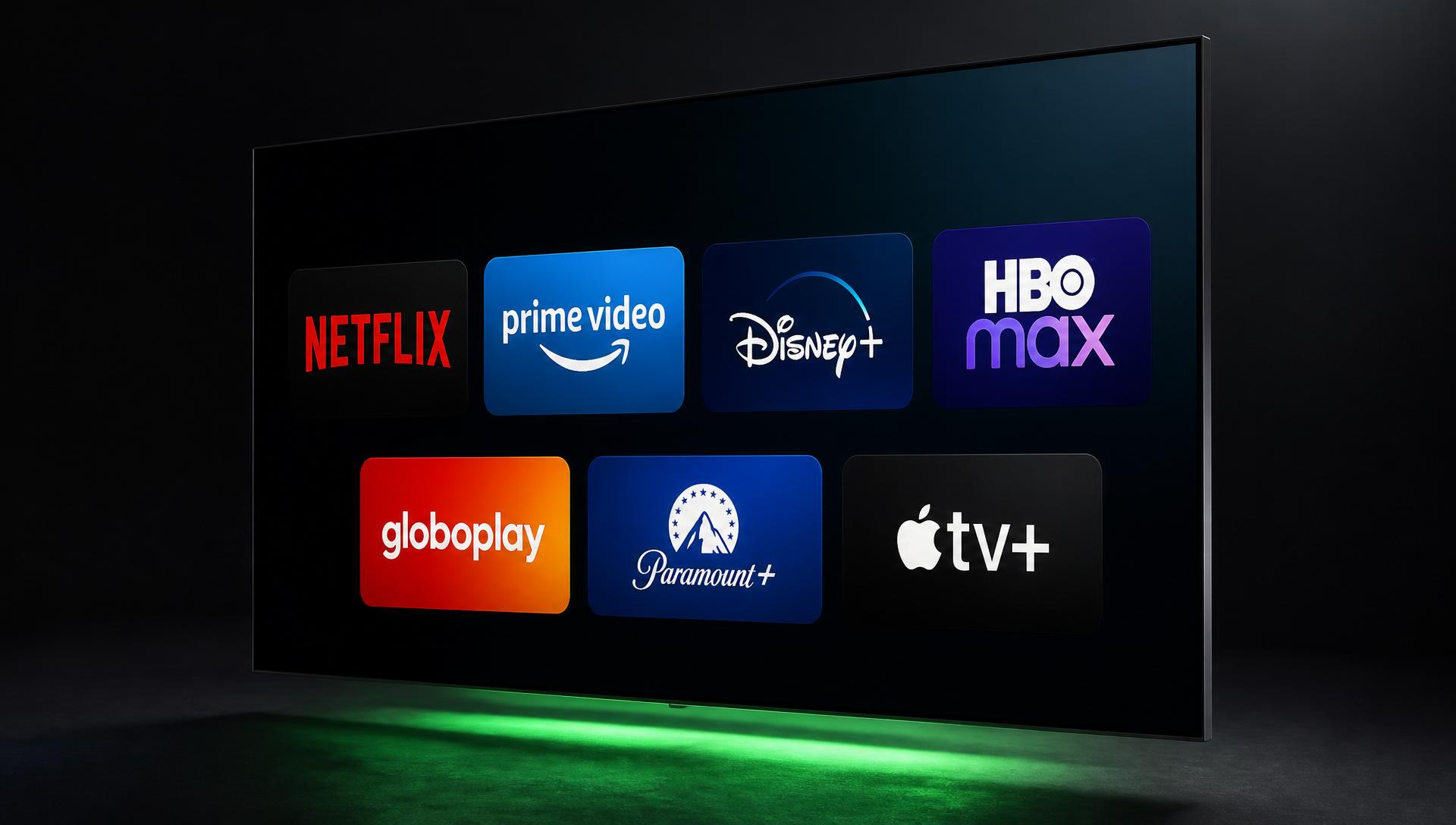 Interface do IPTV Quenerd em uma Smart TV